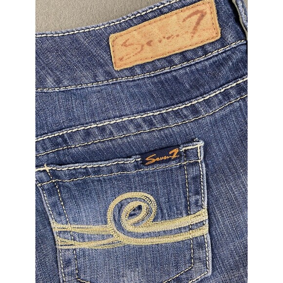 Seven 7 Jean Shorts Womens 30x2 Blue Cut Off Frayed Shortie Booty Med Wash Tag 8 - Picture 12 of 13